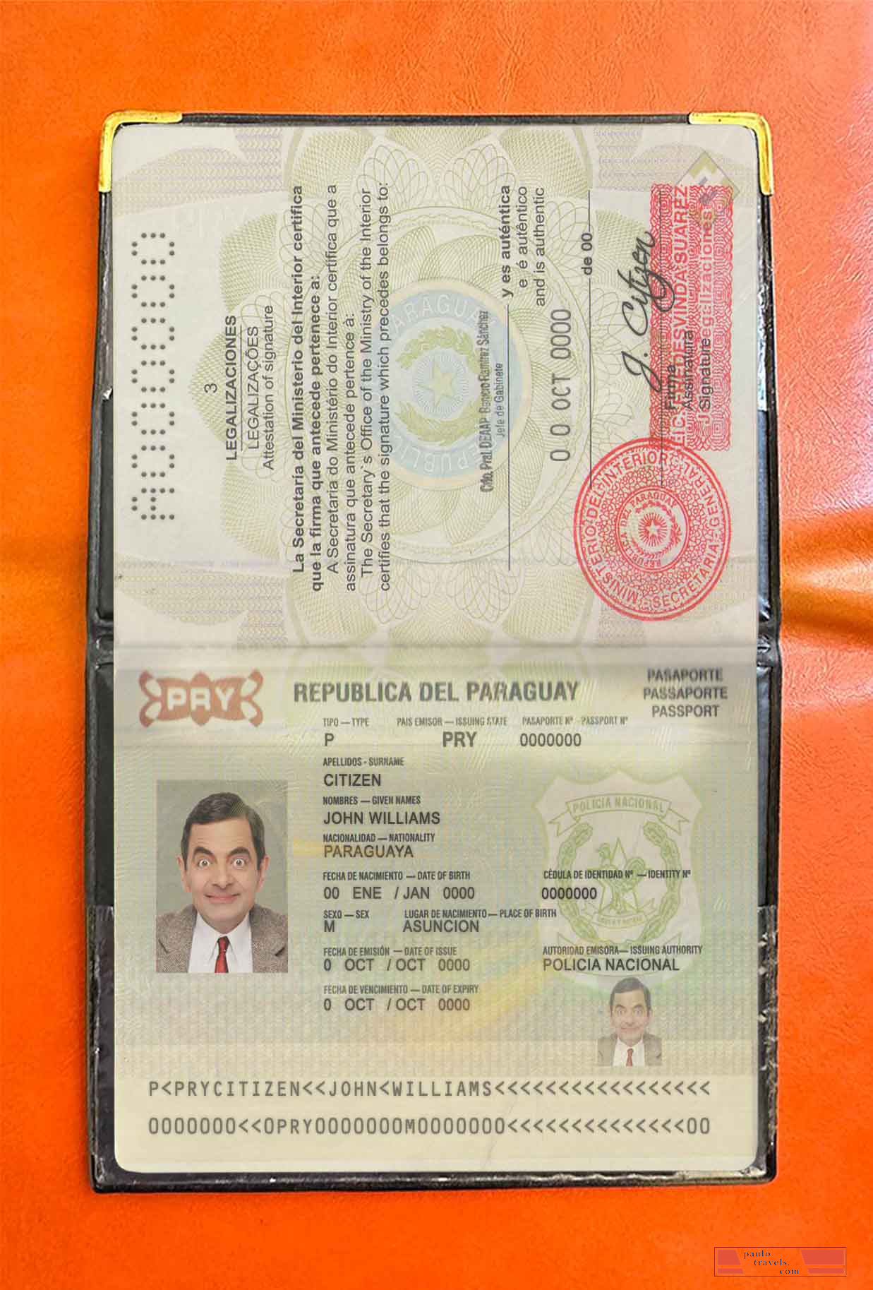 Paraguay passport photo look PSD template